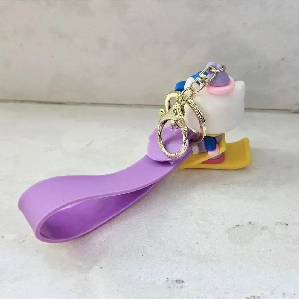 Hello Kitty Skiing Keychain with Blue and Pink Accents